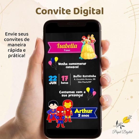 Convite Digital 2 Temas Modelo 1