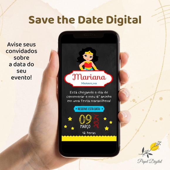 Save The Date Digital Mulher Maravilha Modelo 1