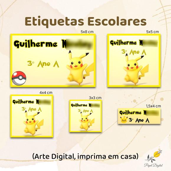 Etiquetas Escolares Pokemon - Arte Digital
