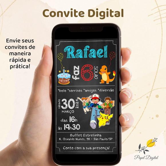 Convite Digital Pokemon Modelo 1