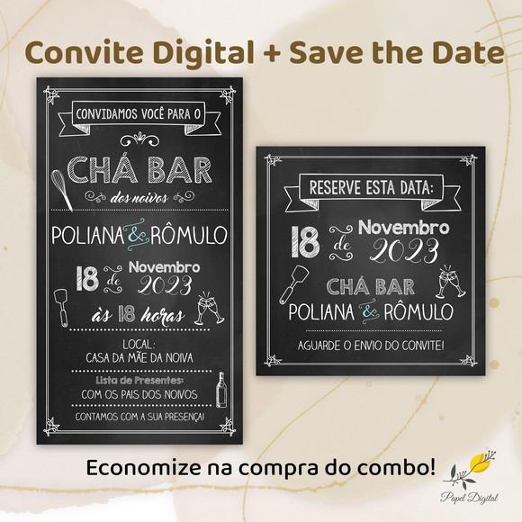 Convite + Save The Date Digital Chá Bar