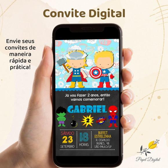 Convite Digital Super Heróis Modelo 3