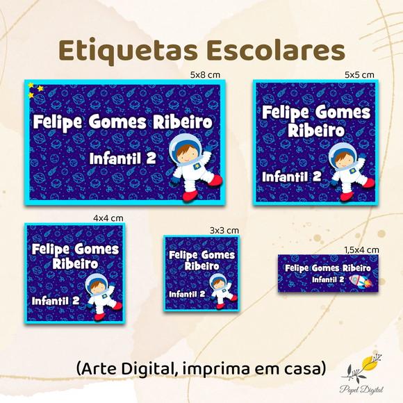 Etiquetas Escolares Astronauta - Arte Digital