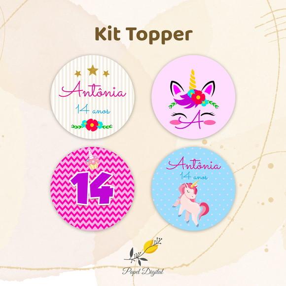 Kit Topper Unicórnio
