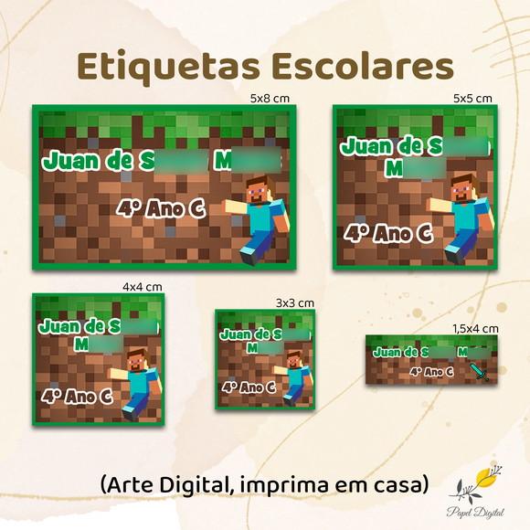 Etiquetas Escolares Minecraft - Arte Digital