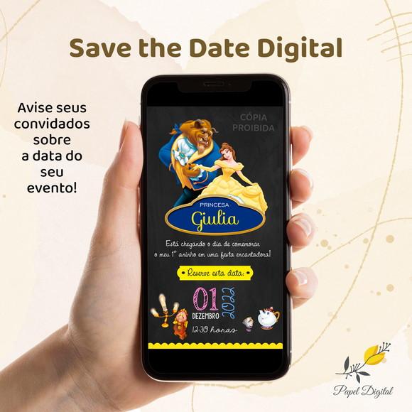 Save The Date Digital Bela e a Fera