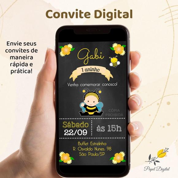 Convite Digital Abelhinha Modelo 1