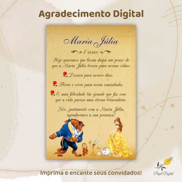 Agradecimento Digital a Bela e a Fera Modelo 1