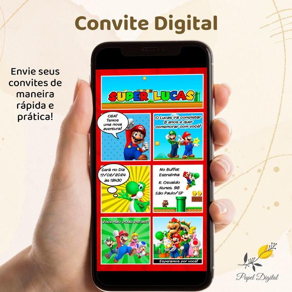 Convite Digital Super Mario Modelo 1