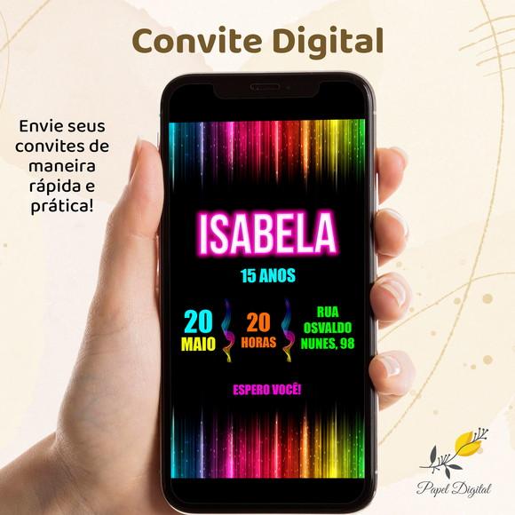 Convite Digital Neon Modelo 2