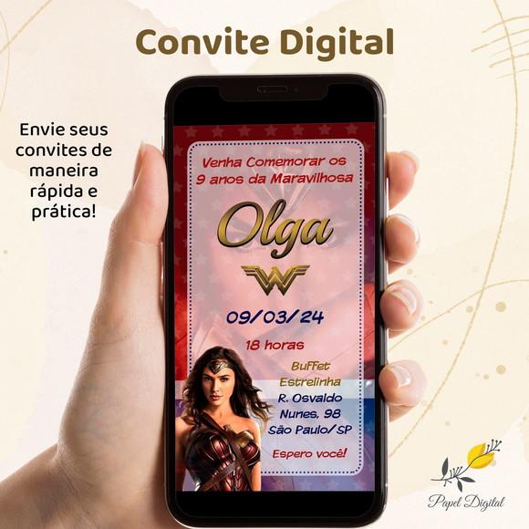 Convite Digital Mulher Maravilha Modelo 2