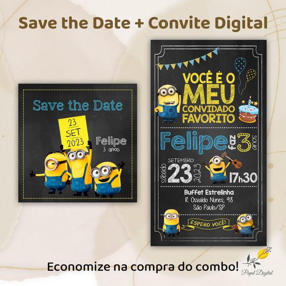 Convite + Save The Date Digital Minions