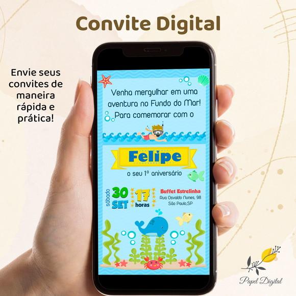 Convite Digital Fundo do Mar Modelo 1