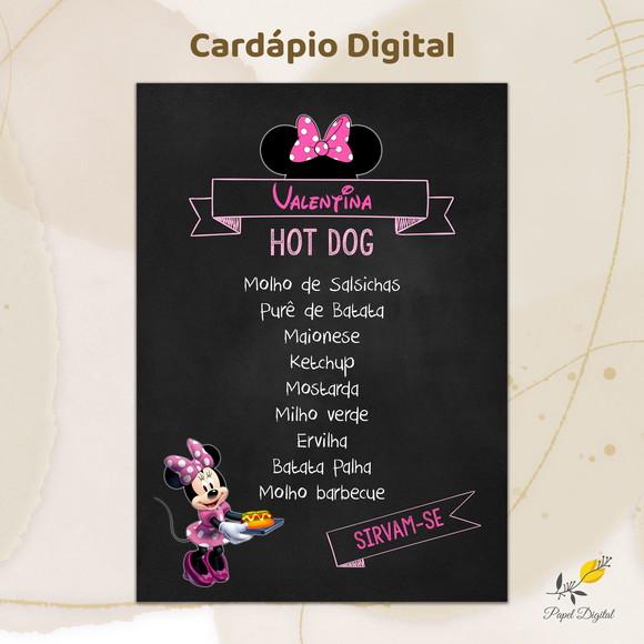 Cardápio Digital Festa Infantil Minnie Rosa