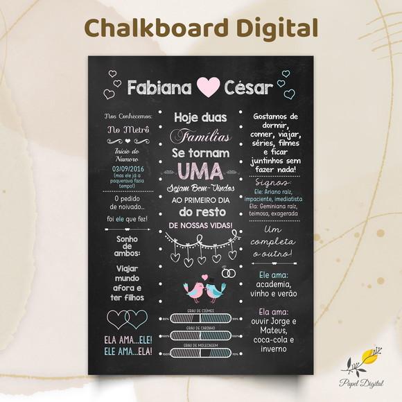 Chalkboard Digital Casamento Modelo 9
