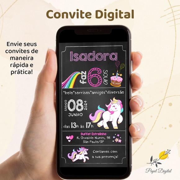 Convite Digital Unicórnio Modelo 3