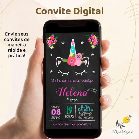 Convite Digital Unicórnio Modelo 4
