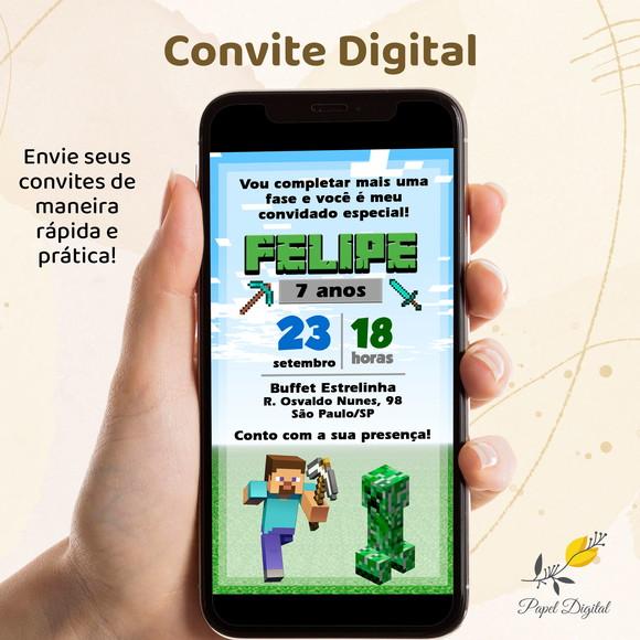 Convite Digital Minecraft Modelo 1