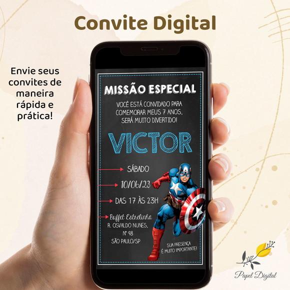 Convite Digital Capitão América Modelo 1