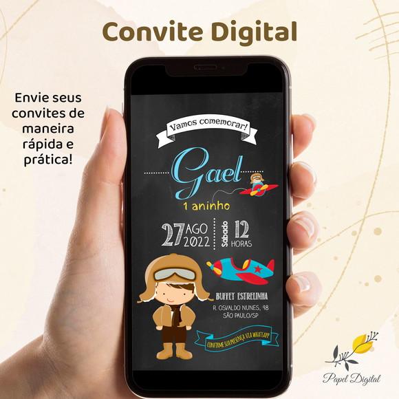 Convite Digital Aviador Modelo 1
