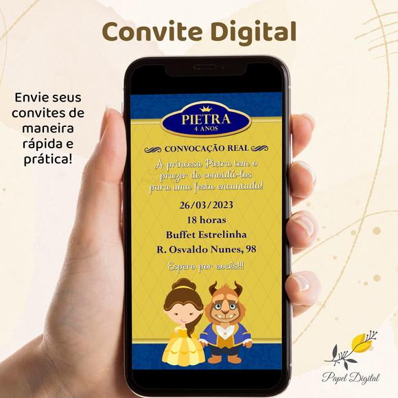 Convite Digital Bela e a Fera Modelo 5