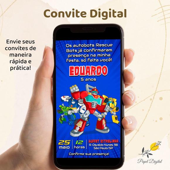 Convite Digital Rescue Bots Modelo 1