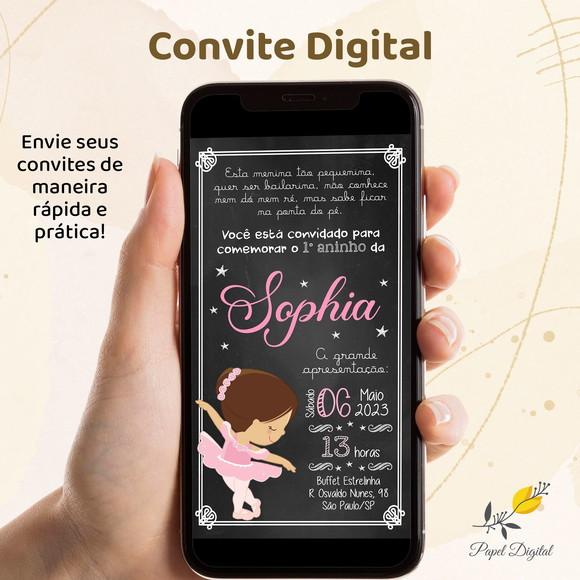 Convite Digital Bailarina Modelo 1