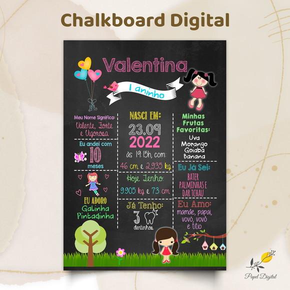 Chalkboard Digital Boneca Modelo 2