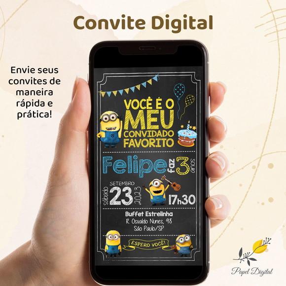 Convite Digital Minions Modelo 2