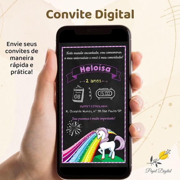 Convite Digital Unicórnio Modelo 2