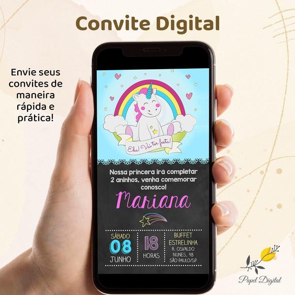 Convite Digital Unicórnio Modelo 1