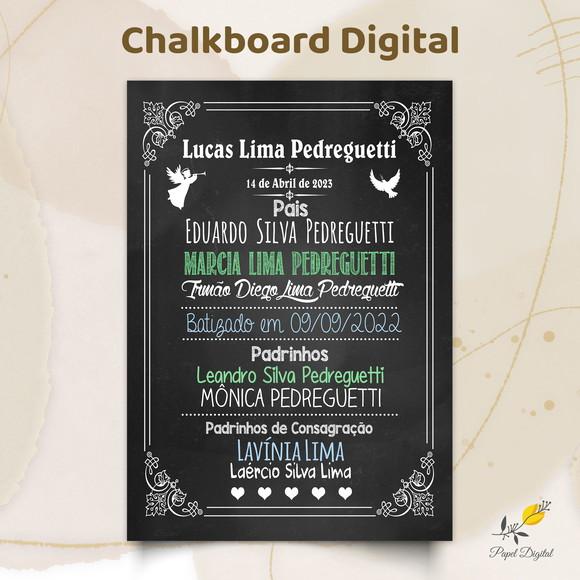 Chalkboard Digital Batizado Modelo 6