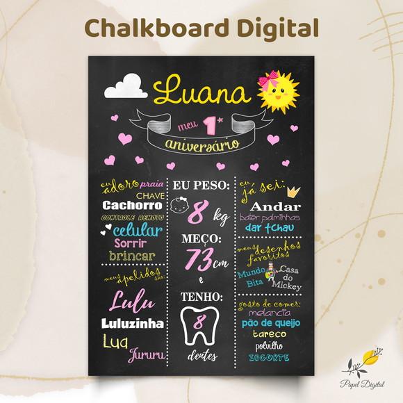 Chalkboard Digital Chuva de Amor Modelo 1
