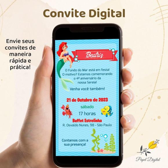 Convite Digital Pequena Sereia Modelo 3