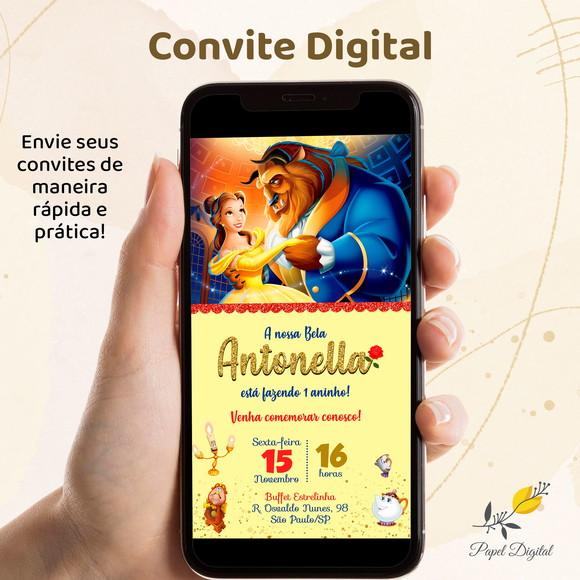 Convite Digital Bela e a Fera Modelo 4