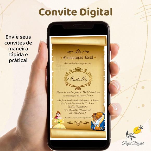 Convite Digital Bela e a Fera Modelo 3
