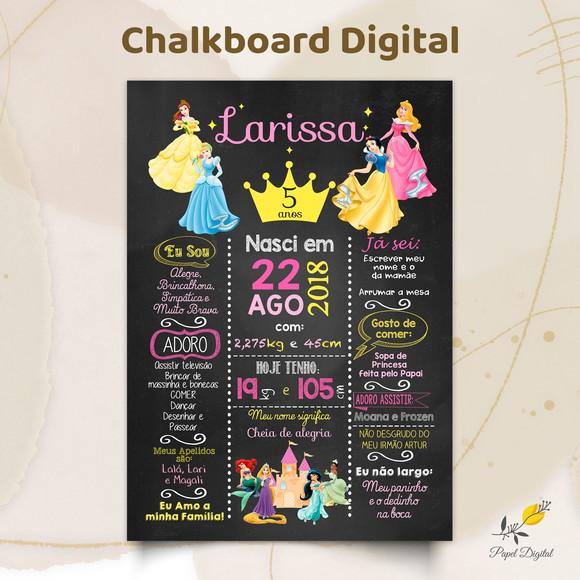 Chalkboard Digital Princesas Modelo 1