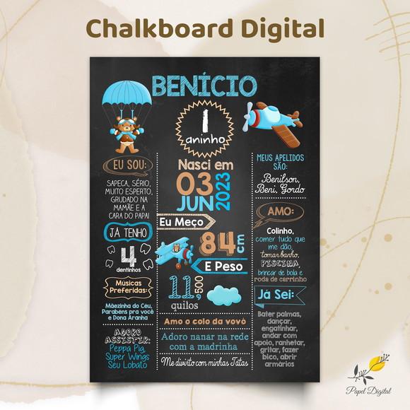 Chalkboard Digital Urso Aviador Modelo 1