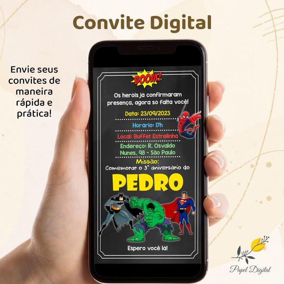 Convite Digital Super Heróis Modelo 1