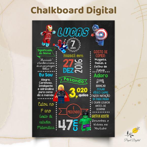 Chalkboard Digital Lego Marvel Modelo 1