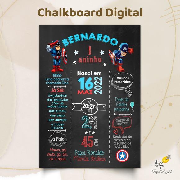 Chalkboard Digital Capitão América Modelo 1