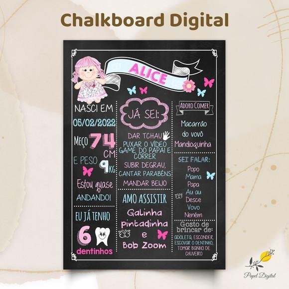 Chalkboard Digital Boneca Modelo 1