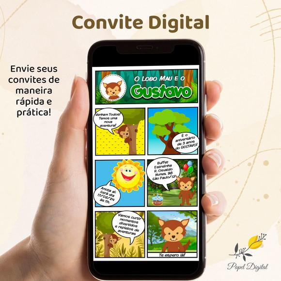 Convite Digital Lobo Mau Modelo 1