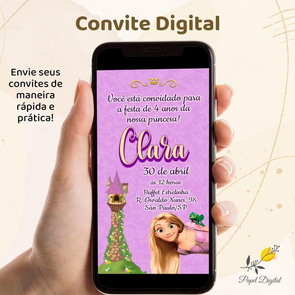 Convite Digital Rapunzel Modelo 1
