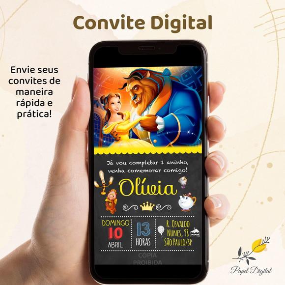 Convite Digital Bela e a Fera Modelo 1