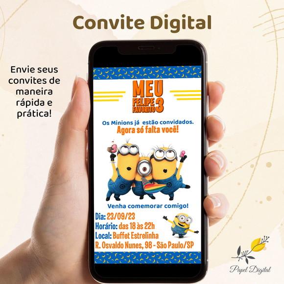 Convite Digital Minions Modelo 1