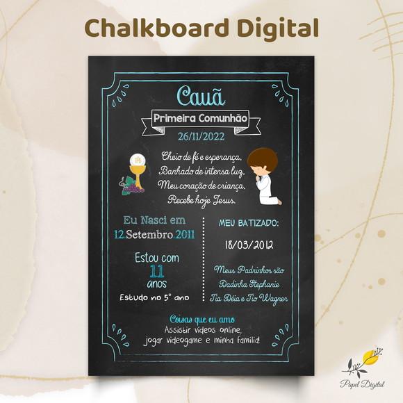 Chalkboard Digital Primeira Comunhão Modelo 1