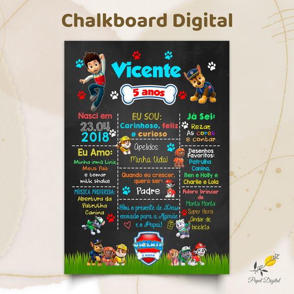 Chalkboard Digital Patrulha Canina Modelo 1
