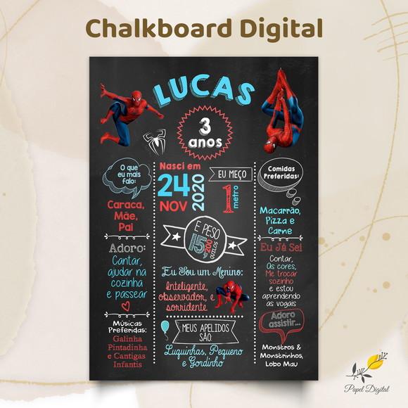 Chalkboard Digital Homem Aranha Modelo 1