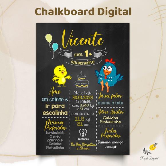 Chalkboard Digital Galinha Pintadinha Modelo 2